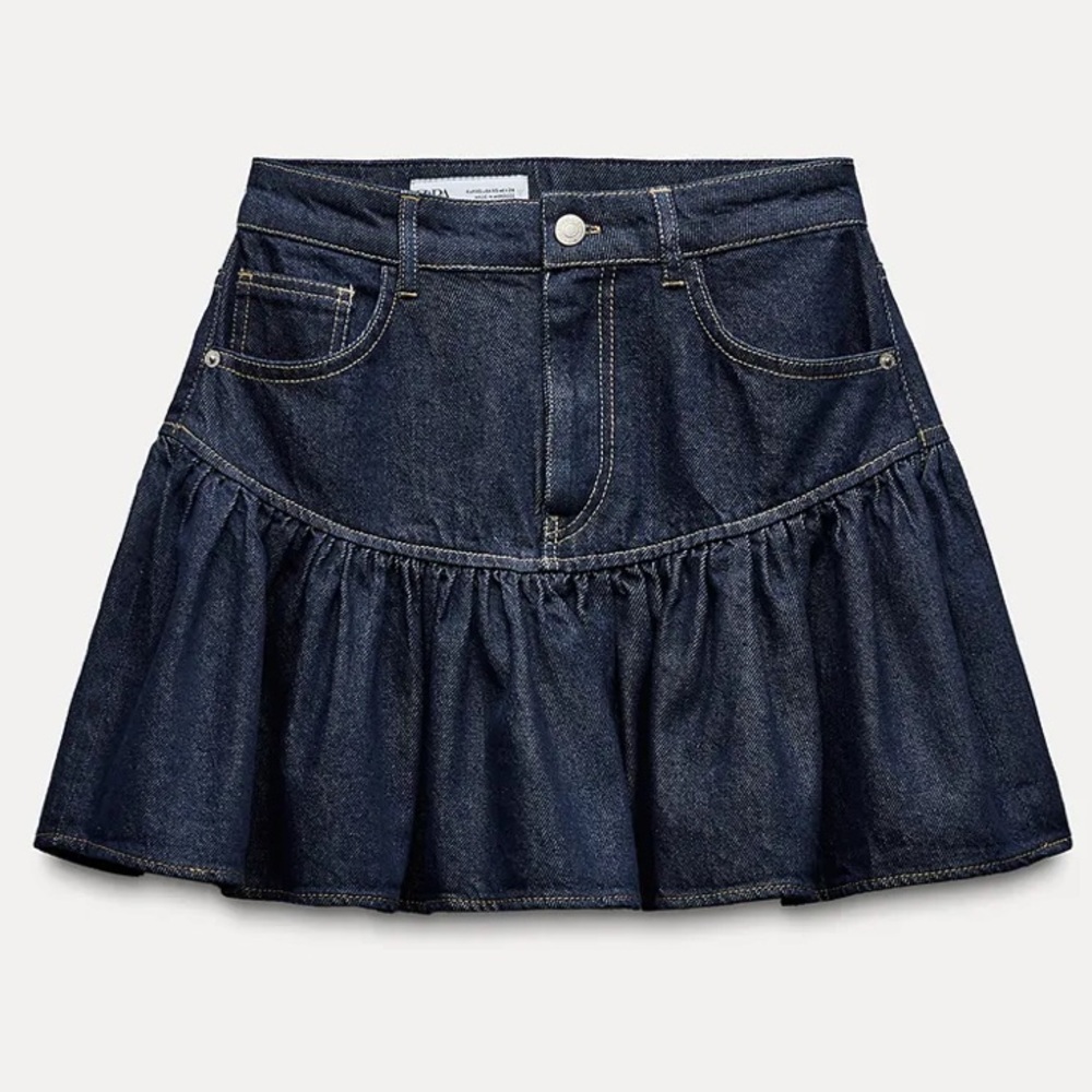 Denim Ruffle Skirt